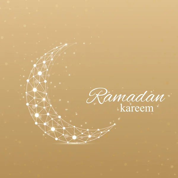 Ramadán saludos fondo. Diseño de soluciones de oro de lujo. Luna dorada hecha de línea conectada y puntos. Ramadán Kareem. Fondo dorado. Ilustración vectorial . — Archivo Imágenes Vectoriales