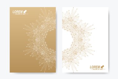 Broşür, Broşür, el ilanı, kapak, dergi veya yıllık rapor için modern vektör şablonu. A4 . İş, bilim, tıp ve teknoloji tasarım kitap düzeni. Altın mandala ile soyut sunum
