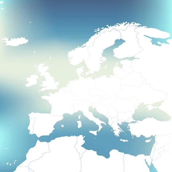 Politická mapa Evropy. Abstraktní rozostřeného pozadí. Vektorové ilustrace. — Stockový vektor