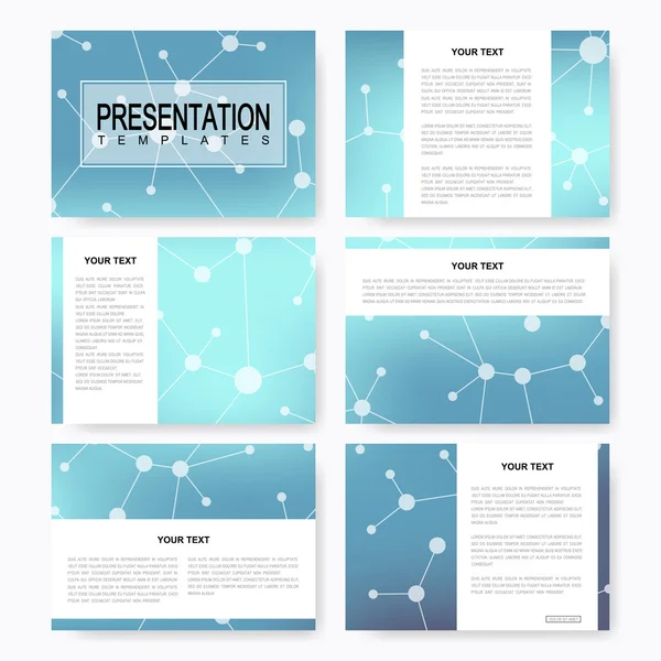 Set of vector templates for multipurpose presentation slides. Brochure, Leaflet, flyer, cover, magazine or annual report. Modern business, science, medicine design. Abstract background with molecule. — Stock Vector