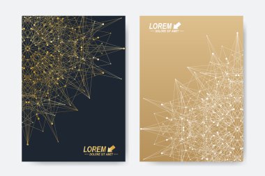 Broşür, broşür, broşür, broşür, kapak, dergi veya yıllık rapor için modern vektör şablonu. A4 beden. İş, bilim, tıp ve teknoloji tasarım kitabı düzeni. Altın mandala ile soyut sunum