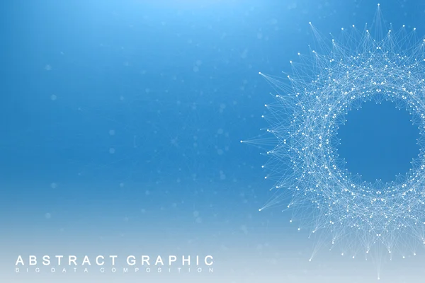 Streszczenie tło graficzne komunikacji. Wizualizacja danych big data. Perspektywy tło z połączonych linii i kropek. Sieci społecznościowych. Iluzję głębi. Ilustracja wektorowa. — Wektor stockowy