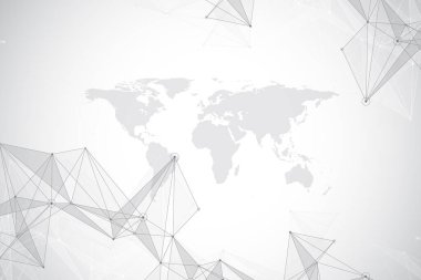 Geometrik grafik arkaplan molekülü ve iletişim. Bileşikli büyük veri kompleksi. Pleksus çizgileri, minimum dizi. Dijital veri görselleştirme. Bilimsel sibernetik çizim.