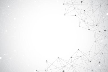 Geometrik grafik arkaplan molekülü ve iletişim. Bileşikli büyük veri kompleksi. Pleksus çizgileri, minimum dizi. Dijital veri görselleştirme. Bilimsel sibernetik çizim.