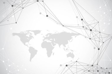 Geometrik grafik arkaplan molekülü ve iletişim. Bileşikli büyük veri kompleksi. Pleksus çizgileri, minimum dizi. Dijital veri görselleştirme. Bilimsel sibernetik çizim.