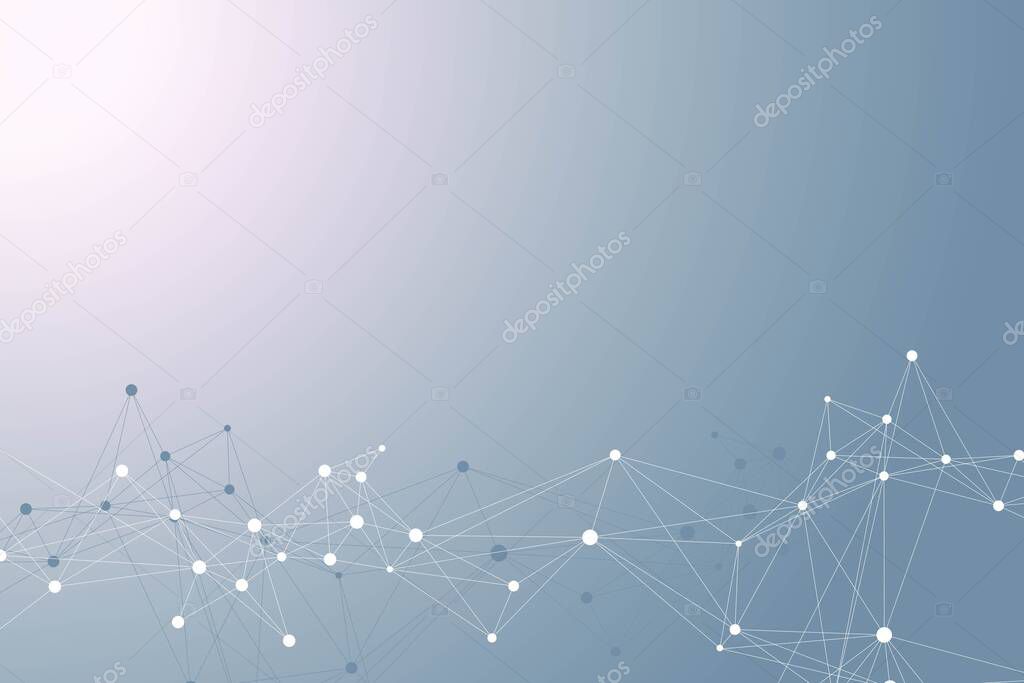 Technology abstract background with connected line and dots. Big data visualization. Artificial Intelligence and Machine Learning Concept Background. Analytical networks illustration