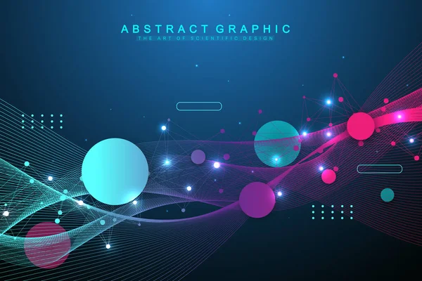 Tecnologia de fundo abstrato com linhas e pontos conectados. Visualização de Big Data. Rede e conexão de fundo. Tecnologia digital. Ilustração vetorial. — Vetor de Stock