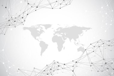 Geometrik grafik arkaplan molekülü ve iletişim. Bileşikli büyük veri kompleksi. Pleksus çizgileri, minimum dizi. Dijital veri görselleştirme. Bilimsel sibernetik çizim.