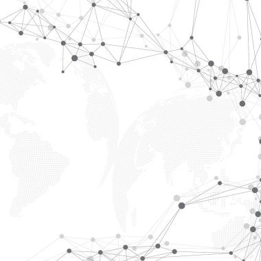 Geometrik grafik arkaplan molekülü ve iletişim. Bileşikli büyük veri kompleksi. Pleksus çizgileri, minimum dizi. Dijital veri görselleştirme. Bilimsel sibernetik çizim.
