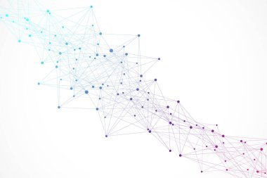 Gelecekçi Yapay Zeka ve Makine Öğrenme Konsepti. İnsan Büyük Veri Görselleştirmesi. Dalga Akımı İletişim, Bilimsel İllüstrasyon.