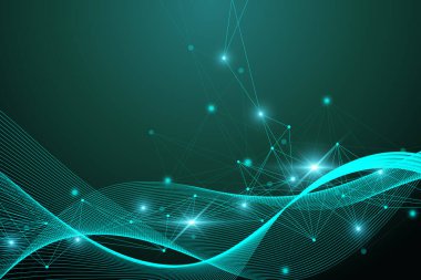 Geometrik grafik arkaplan molekülü ve iletişim. Bileşikli büyük veri kompleksi. Pleksus çizgileri, minimum dizi. Dijital veri görselleştirme. Bilimsel sibernetik çizim.