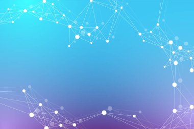 Geometrik grafik arkaplan molekülü ve iletişim. Bileşikli büyük veri kompleksi. Pleksus çizgileri, minimum dizi. Dijital veri görselleştirme. Bilimsel sibernetik çizim.