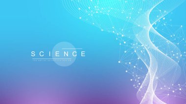 Bilimsel vektör çizimi genetik mühendisliği ve gen manipülasyonu kavramı. DNA sarmalları, DNA iplikleri, molekül veya atom, nöronlar. Bilim ya da tıp geçmişi için soyut bir yapı. CRISPR CAS9.