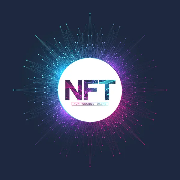 Gettone non fungibile NFT. gettoni non fungibili icona che copre concetto NFT. Vettore logo simbolo ad alta tecnologia. — Vettoriale Stock