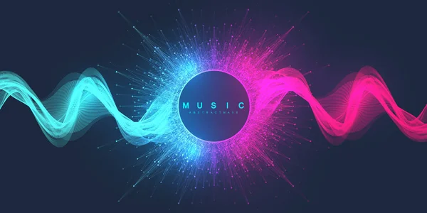 Музыка абстрактный фон. Дизайн плаката музыкальной волны. Звуковой флаер с абстрактными градиентными линиями волн, векторная концепция — стоковый вектор