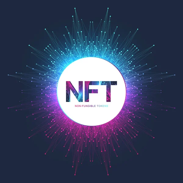 Gettone non fungibile NFT. gettoni non fungibili icona che copre concetto NFT. Vettore logo simbolo ad alta tecnologia. — Vettoriale Stock