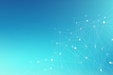 Geometrik grafik arkaplan molekülü ve iletişim. Bileşikli büyük veri kompleksi. Pleksus çizgileri, minimum dizi. Dijital veri görselleştirme. Bilimsel sibernetik çizim.