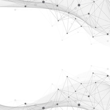 Bilimsel illüstrasyon genetik mühendisliği ve gen manipülasyonu kavramı. DNA sarmalları, DNA iplikleri, molekül veya atom, nöronlar. Bilim veya tıbbi geçmiş için soyut yapı