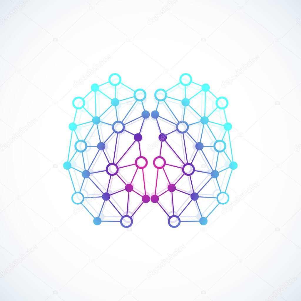 Colorful Brain Illustration. Creative Idea Concept Design Icon illustration. Artificial Intelligence and Machine Learning Illustration.