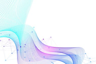 Bilimsel illüstrasyon genetik mühendisliği ve gen manipülasyonu kavramı. DNA sarmalları, DNA iplikleri, molekül veya atom, nöronlar. Bilim veya tıbbi geçmiş için soyut yapı