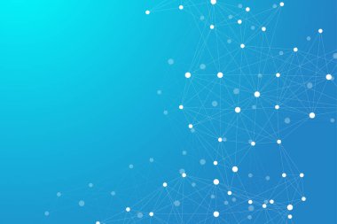 Geometrik grafik arkaplan molekülü ve iletişim. Bileşikli büyük veri kompleksi. Pleksus çizgileri, minimum dizi. Dijital veri görselleştirme. Bilimsel sibernetik çizim.