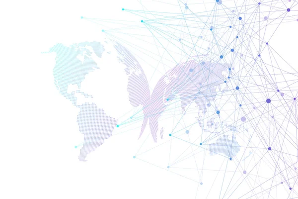 Molecola geometrica di fondo grafico e comunicazione. Complesso di big data con composti. Plesso di linee, matrice minima. Visualizzazione dei dati digitali. Illustrazione cibernetica scientifica. — Foto Stock