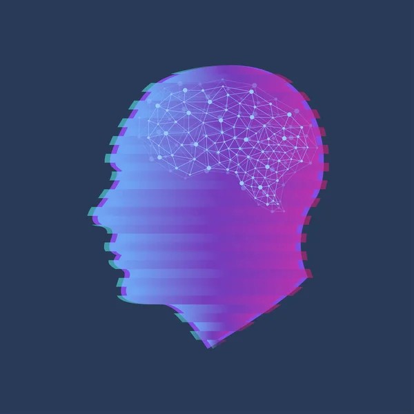 Futuristic Artificial Intelligence and Machine Learning Concept (en inglés). Visualización del Big Data Humano. Comunicación de flujo de onda, ilustración científica. — Foto de Stock