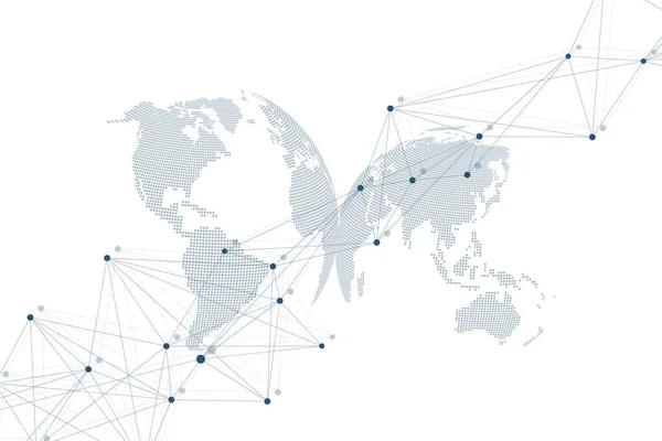 Virtual Graphic Background Comunicazione con World Globe. Un senso della scienza e della tecnologia. Visualizzazione dei dati digitali, illustrazione. — Foto Stock