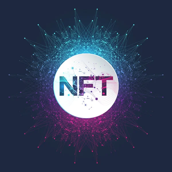 NFT ödenmez jeton. NFT kavramını kapsayan geri dönüşümsüz simge simgesi. Yüksek teknoloji sembolü logo vektörü.