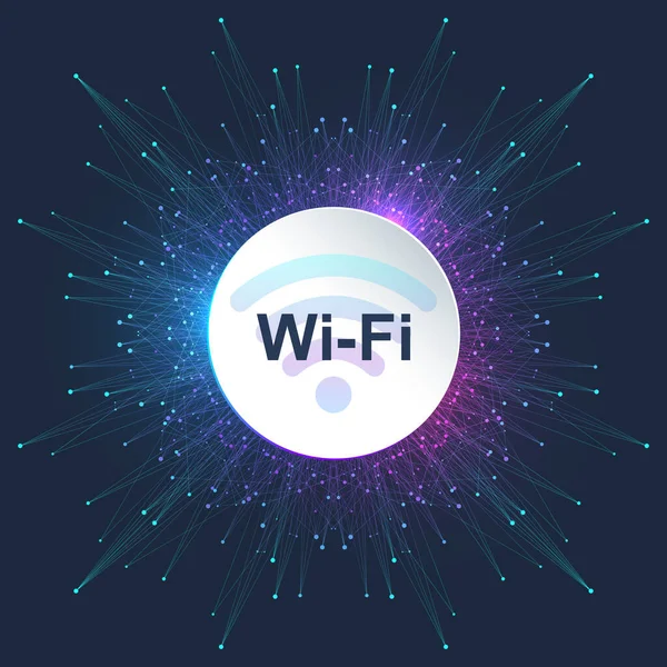 Wi-Fi wireless connection concept. Wireless Wi-Fi icon sign for remote internet access. Wi-Fi wireless network signal technology internet concept. High Internet speed. Vector illustration. — Stock Vector