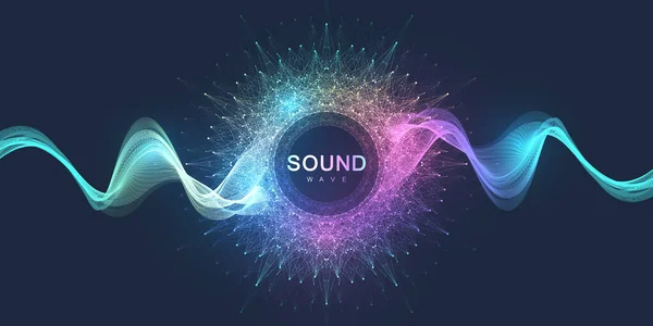 Projeto de cartaz de som com ondas de linha gradiente abstrato. Música onda fundo abstrato, ilustração vetorial. — Vetor de Stock
