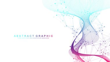 Bilimsel vektör çizimi genetik mühendisliği, DNA sarmalları, DNA ipliği, molekül veya atom, nöronlar. Genomik sekanslar görselleştirme. Bilim veya tıbbi geçmiş için soyut yapı.