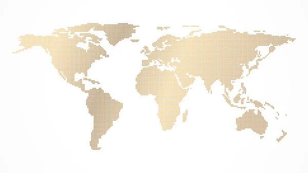 Dotted golden world map vector illustration isolated on a white background. — Stock Vector