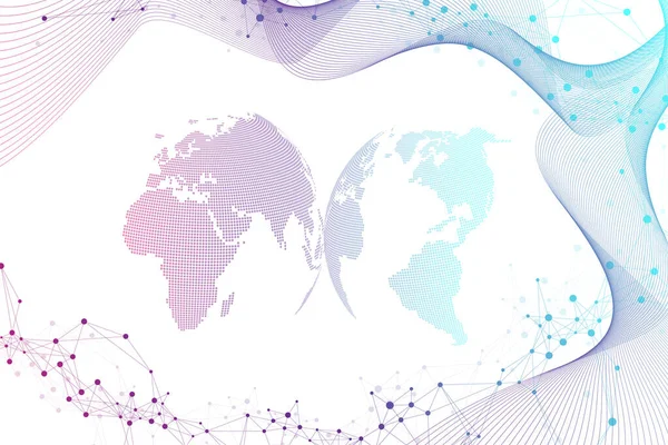 Virtuell grafisk bakgrund Kommunikation med World Globe. En känsla av vetenskap och teknik. Digital datavisualisering, illustration. — Stockfoto