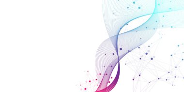 Bilimsel illüstrasyon genetik mühendisliği ve gen manipülasyonu kavramı. DNA sarmalları, DNA iplikleri, molekül veya atom, nöronlar. Bilim veya tıbbi geçmiş için soyut yapı