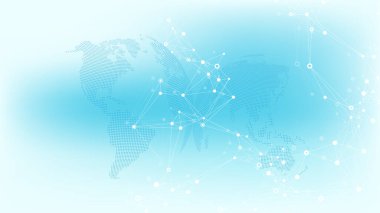 Noktalar ve çizgiler birleştirilmiş teknoloji soyut arka planı. Büyük veri görselleştirmesi. Yapay Zeka ve Makine Öğrenme Arkaplanı. Analitik Ağ illüstrasyonu