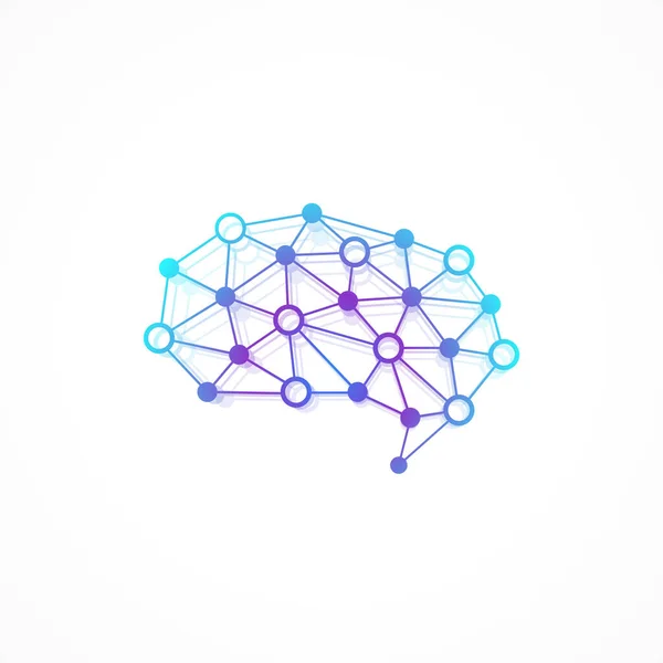 Дизайн силуэта логотипа мозга с соединенными линиями и точками. Логотип искусственного интеллекта. Мозговой штурм думаю, идея Логотип символа иконка, иллюстрация — стоковое фото