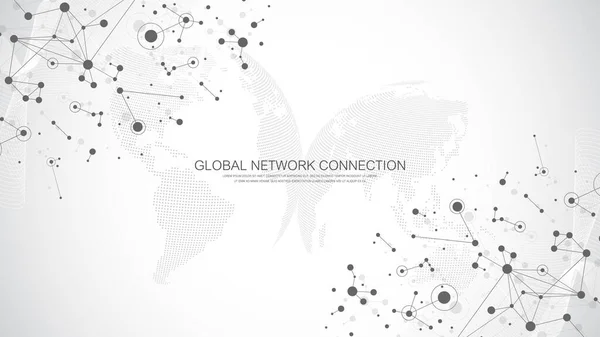 Concept de connexion réseau mondial. Communication sur les réseaux sociaux dans le monde des affaires. Visualisation Big Data. Technologie Internet. Illustration vectorielle. — Image vectorielle
