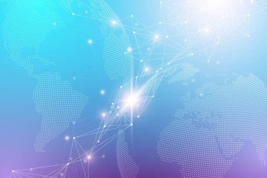 Kuantum bilgisayar teknolojisi konsepti. Derin öğrenme yapay zekası. İş, bilim ve teknoloji için büyük veri algoritmaları. Dalgalar akar, çizimler.