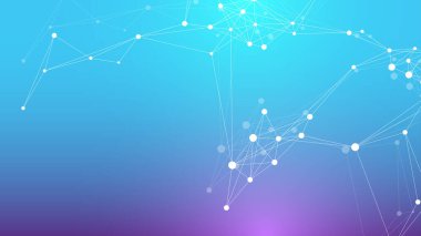 Yaşamın genişlemesi. Renkli patlama arkaplanı, birbirine bağlı çizgi ve noktalar, dalga akışı. Görselleştirme Kuantum teknolojisi. Soyut grafik arkaplan patlaması, hareket patlaması illüstrasyonu.