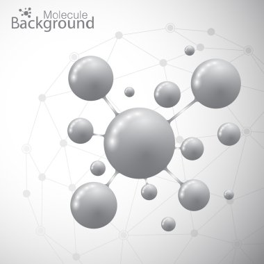 Molekülleri gri arka plan üzerinde. Vektör çizim