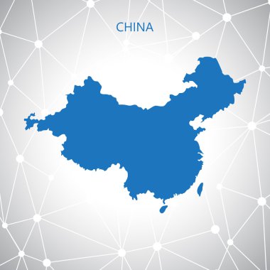 Çin Haritası, iletişim arka plan. Vektör çizim