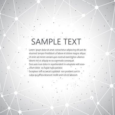 Geometrik gri arkaplan. Molekül ve iletişim geçmişi. Dizaynınız ve metniniz için grafiksel arkaplan