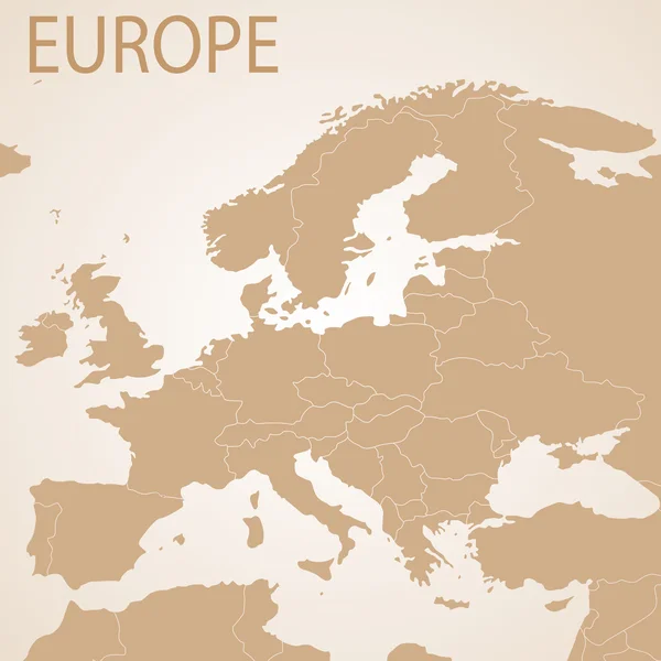 Europe carte marron. Vecteur politique avec frontières étatiques — Image vectorielle