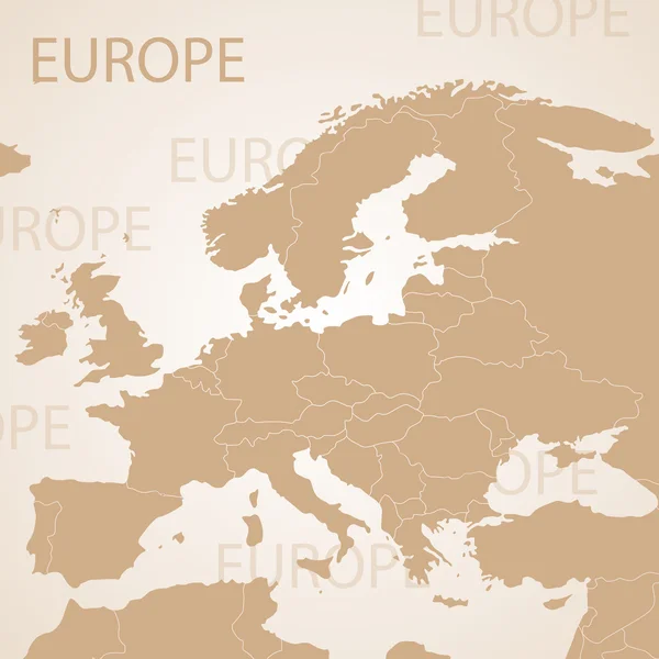 Europe carte marron. Vecteur politique avec frontières étatiques — Image vectorielle