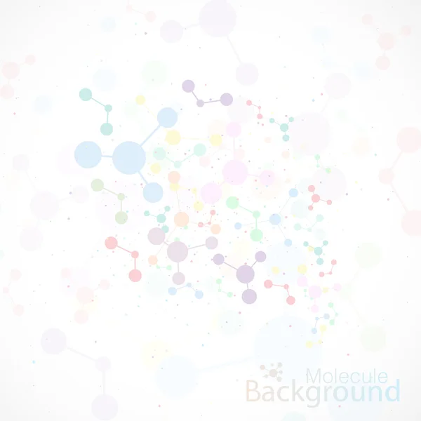 Conexión de moléculas coloridas y átomo de ADN. Ilustración vectorial — Vector de stock