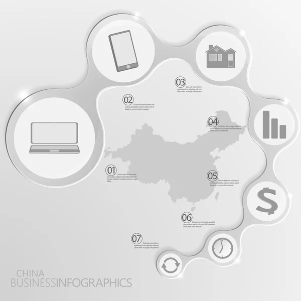 China Kaart en Elementen Infographic. Vectorillustratie — Stockvector