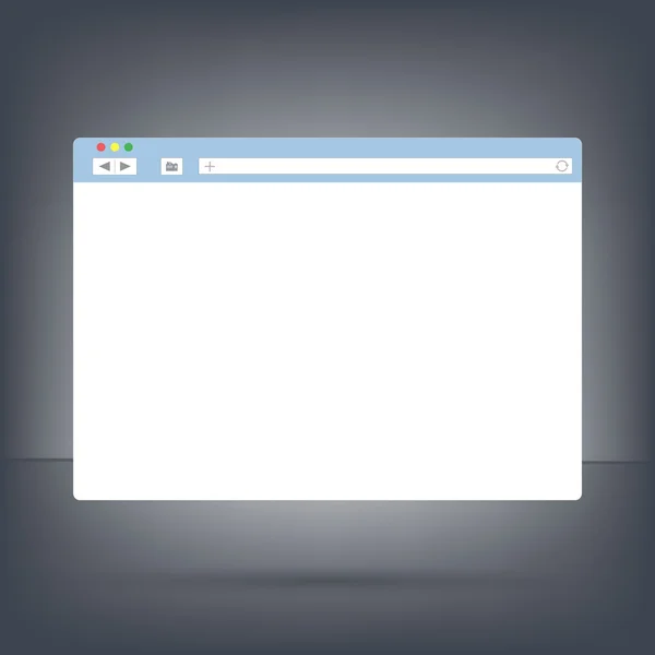 Plantilla de ventana del navegador abierta sobre fondo oscuro. Pasa tu contenido en él — Archivo Imágenes Vectoriales