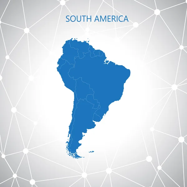 南アメリカ地図、コミュニケーションの背景。ベクトル図 — ストックベクタ