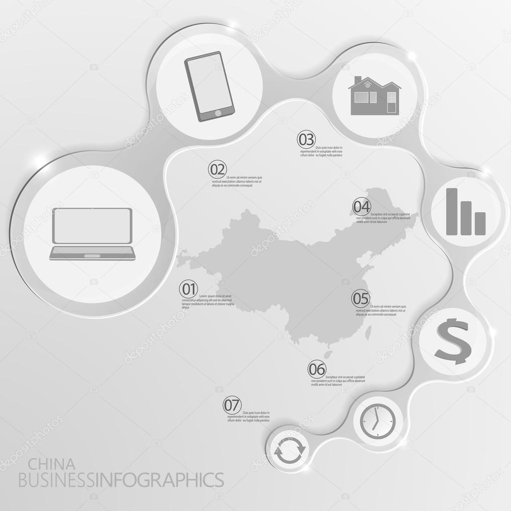China Map and Elements Infographic. Vector illustration